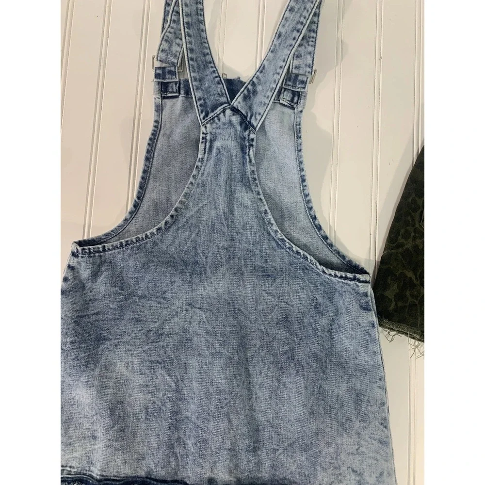 Tractr Skirt Dress Set Girls Medium Blue Olive Leopard Acid Wash Denim Y2K 2pc